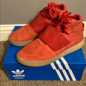 Adidas Red Tubular Invader Strap shoes 9 1/2